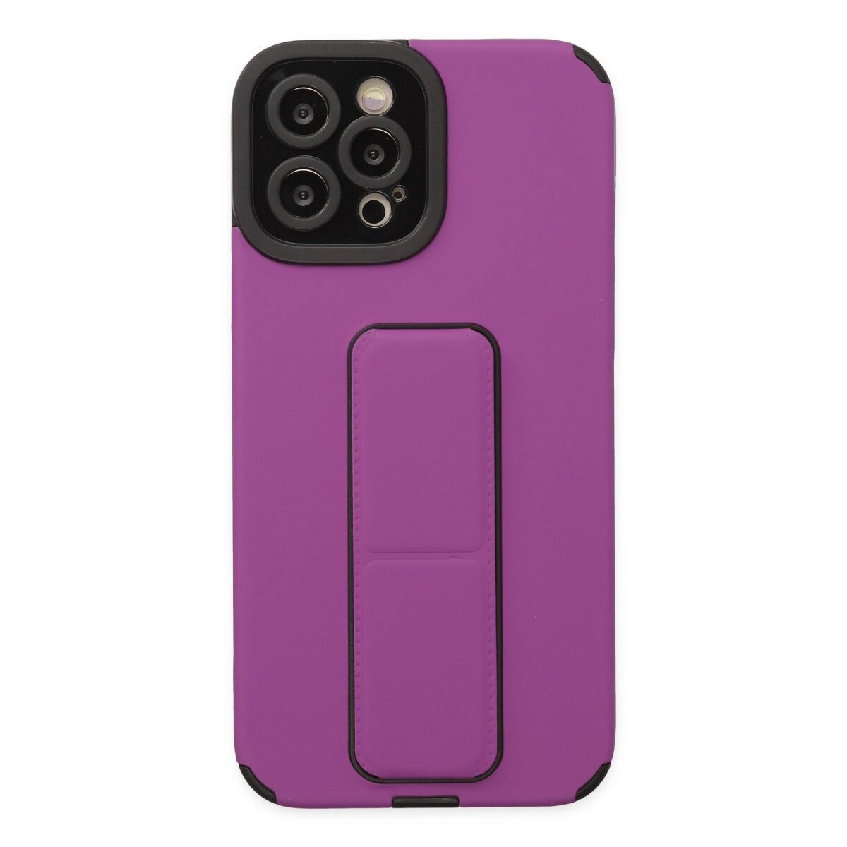 Apple İphone 12 Pro Max Kılıf Mega Standlı Silikon - Mor Apple İphone 12 Pro Max Kılıf Mega Standlı Silikon - Mor