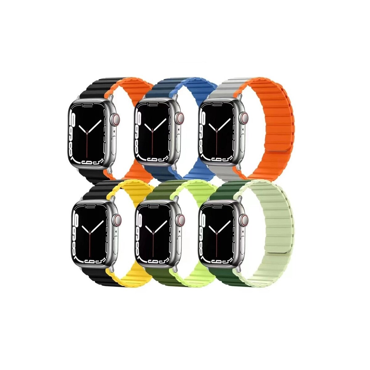 Apple Watch 42mm Mo-wb1 Çift Renk Mıknatıslı Silikon Kordon (saat Değildir) - Gri-turuncu Apple Watch 42mm Mo-wb1 Çift Renk Mıknatıslı Silikon Kordon (saat Değildir) - Gri-turuncu