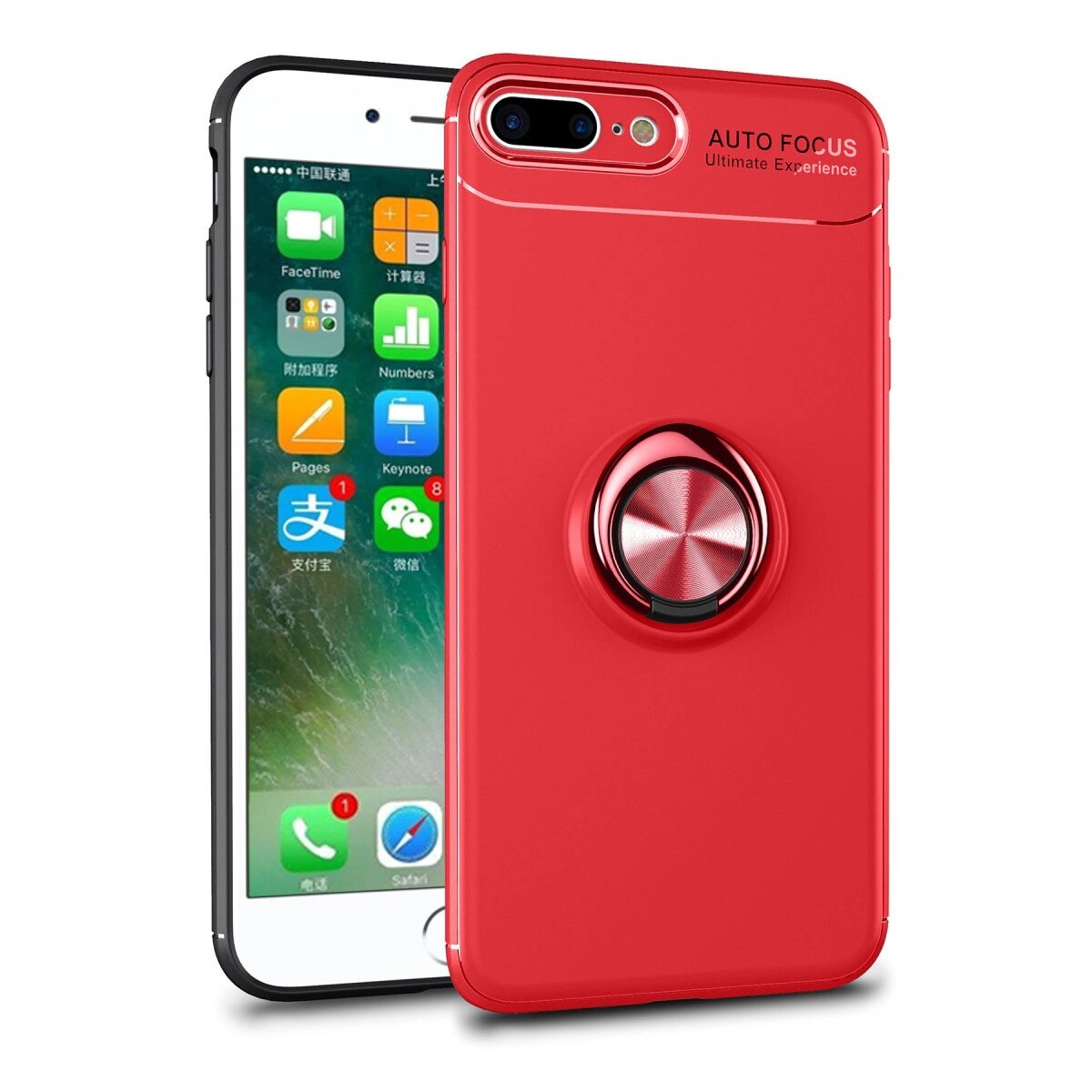 Apple İphone 7 Plus Kılıf Range Yüzüklü Silikon - Kırmızı Apple İphone 7 Plus Kılıf Range Yüzüklü Silikon - Kırmızı