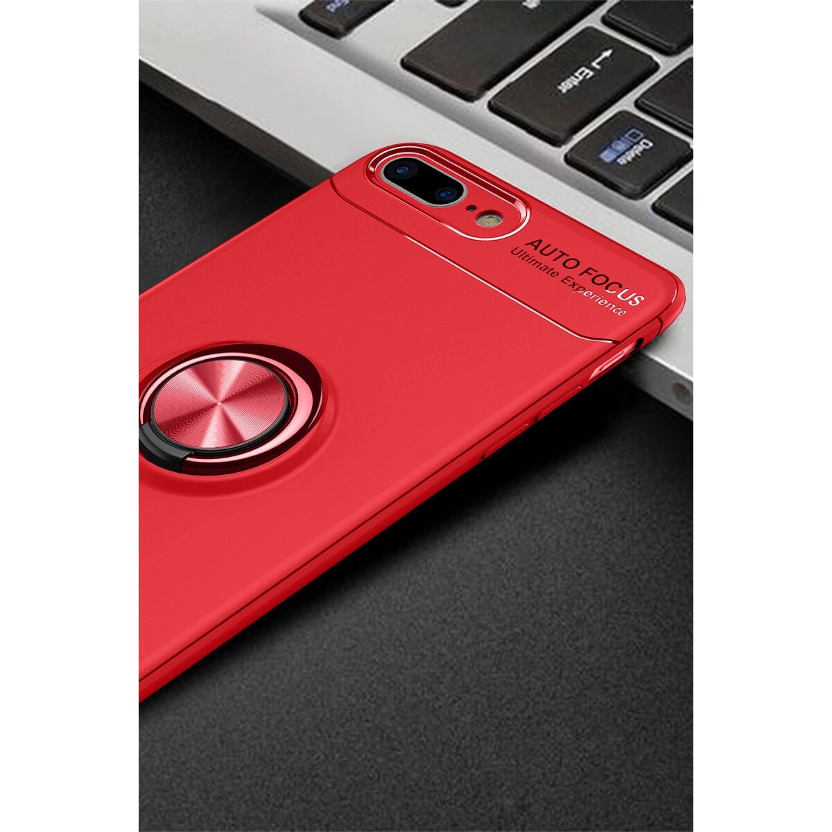 Apple İphone 7 Plus Kılıf Range Yüzüklü Silikon - Kırmızı Apple İphone 7 Plus Kılıf Range Yüzüklü Silikon - Kırmızı