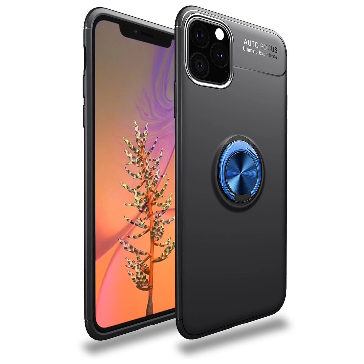 Apple İphone 11 Pro Kılıf Range Yüzüklü Silikon - Siyah-mavi Apple İphone 11 Pro Kılıf Range Yüzüklü Silikon - Siyah-mavi