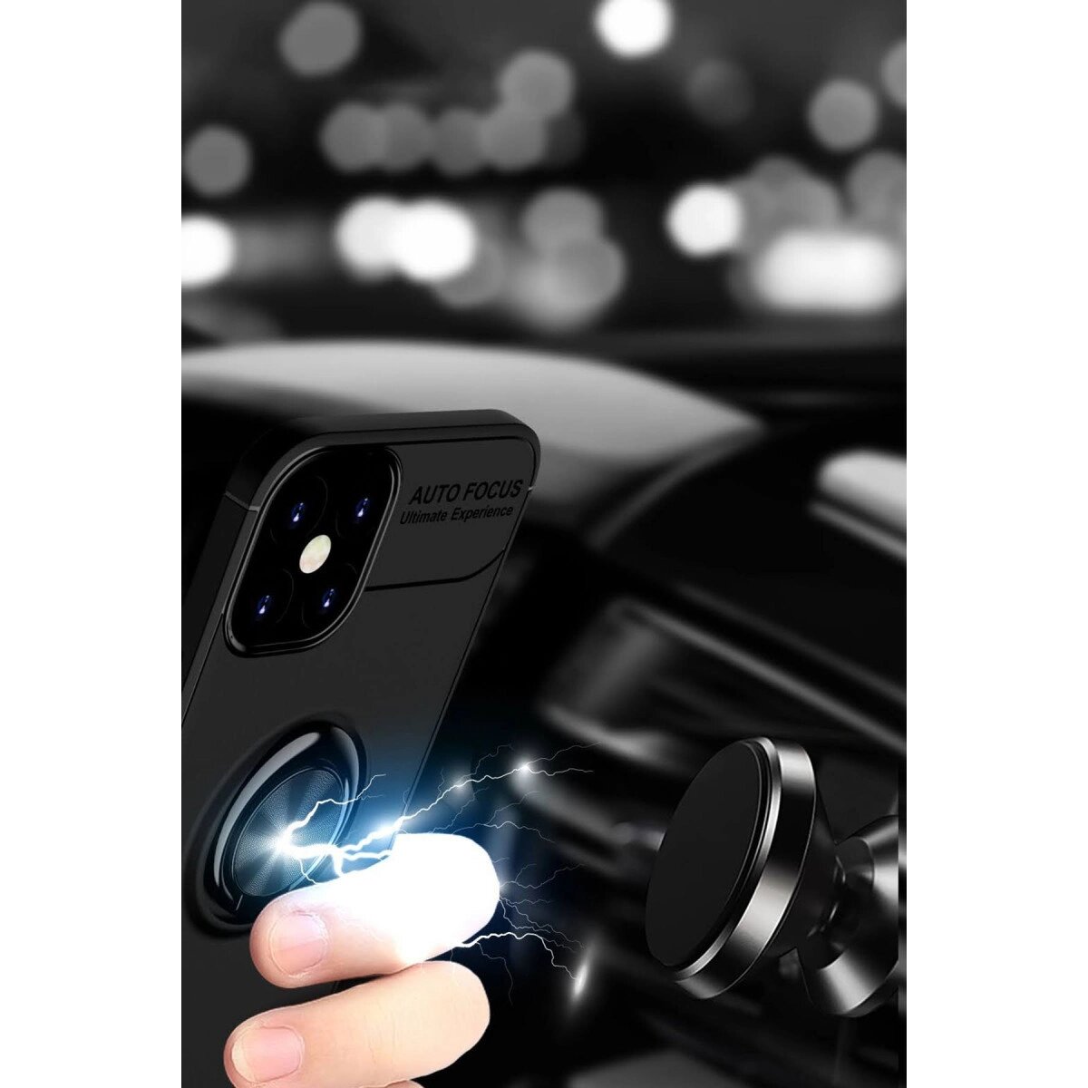 Apple İphone 12 Mini Kılıf Range Yüzüklü Silikon - Siyah