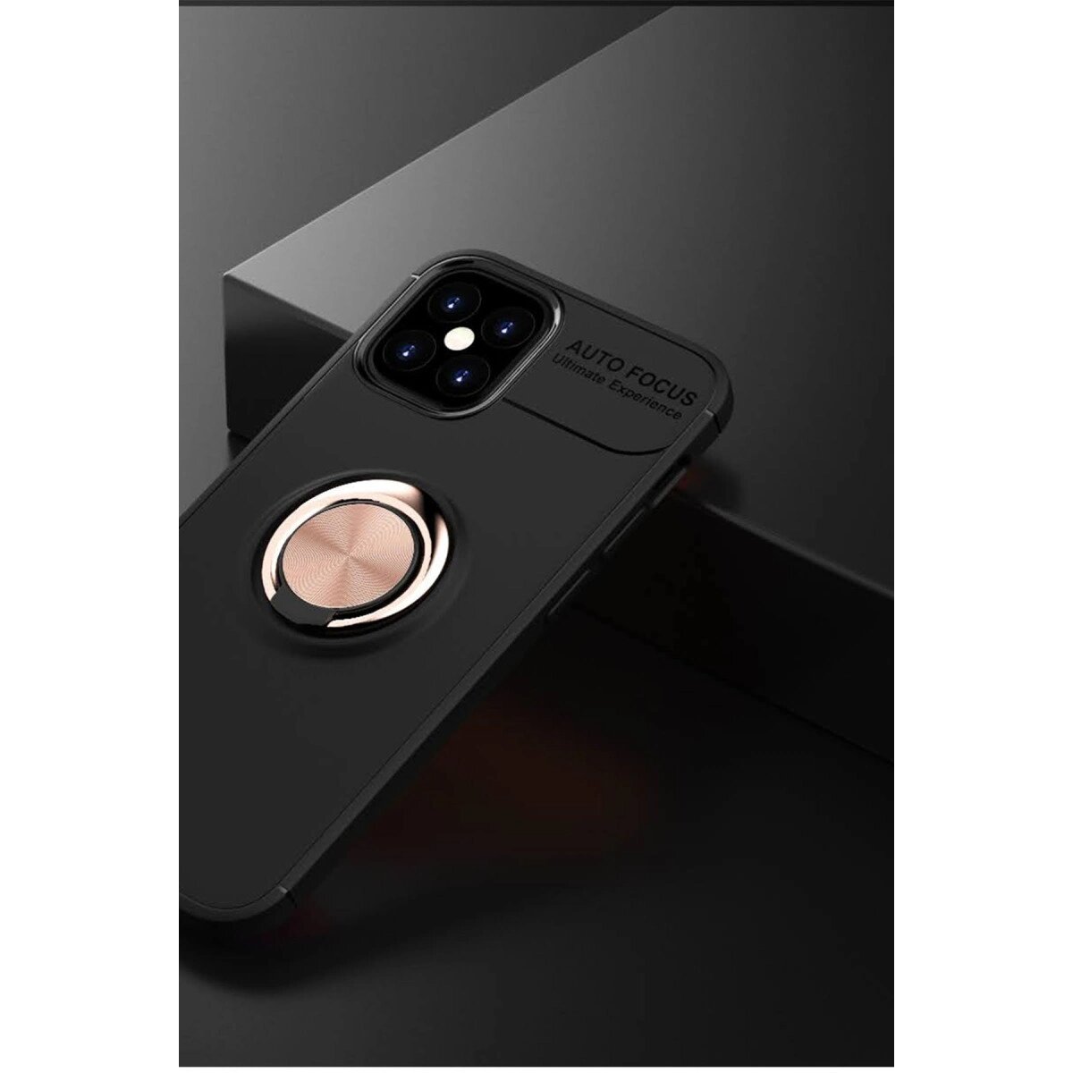 Apple İphone 12 Mini Kılıf Range Yüzüklü Silikon - Siyah-gold