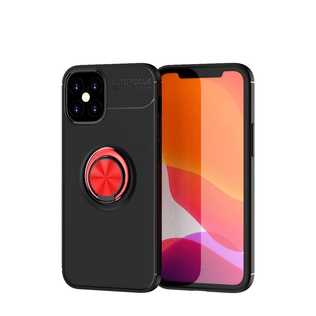 Apple İphone 12 Mini Kılıf Range Yüzüklü Silikon - Siyah-kırmızı Apple İphone 12 Mini Kılıf Range Yüzüklü Silikon - Siyah-kırmızı
