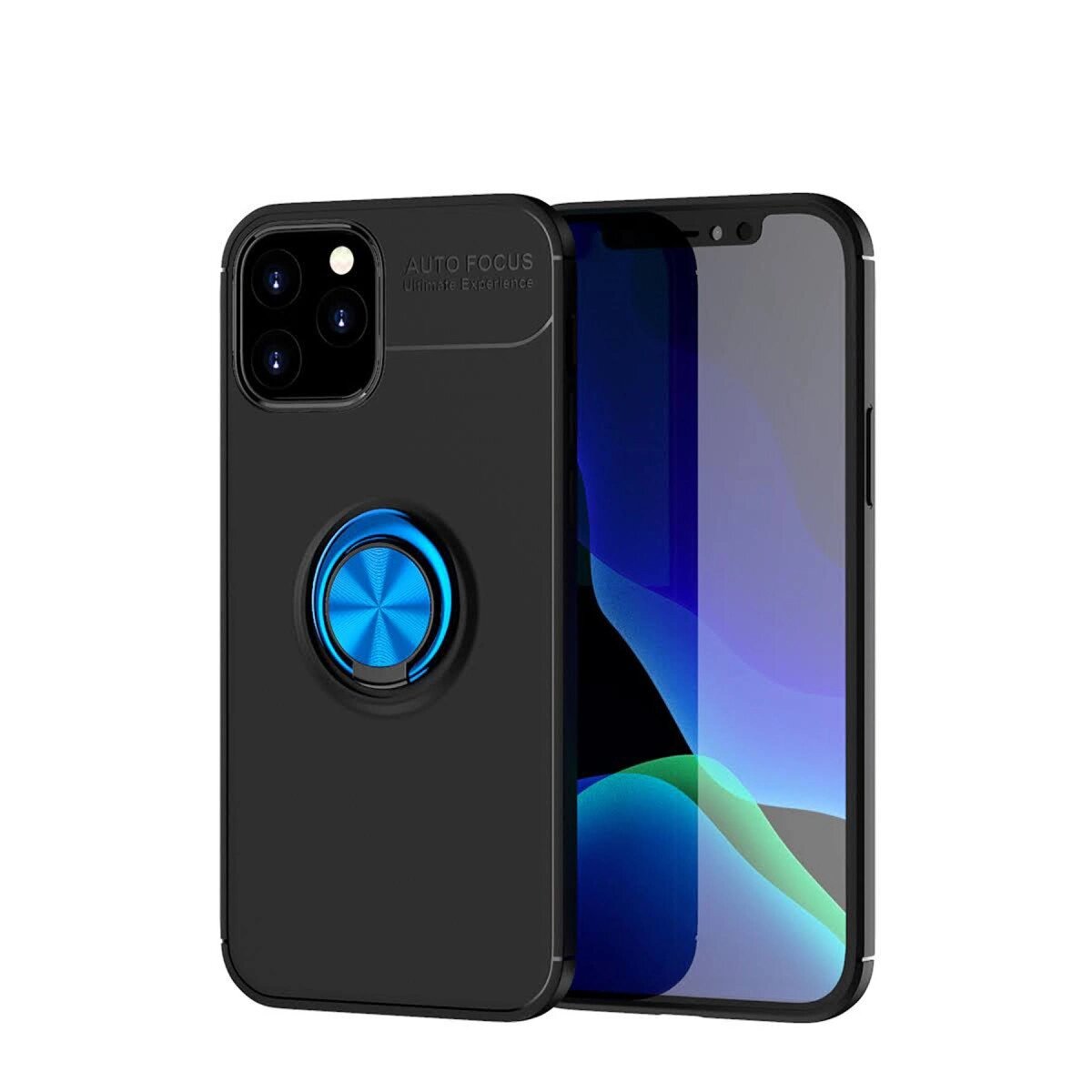 Apple İphone 12 Kılıf Range Yüzüklü Silikon - Siyah-mavi Apple İphone 12 Kılıf Range Yüzüklü Silikon - Siyah-mavi