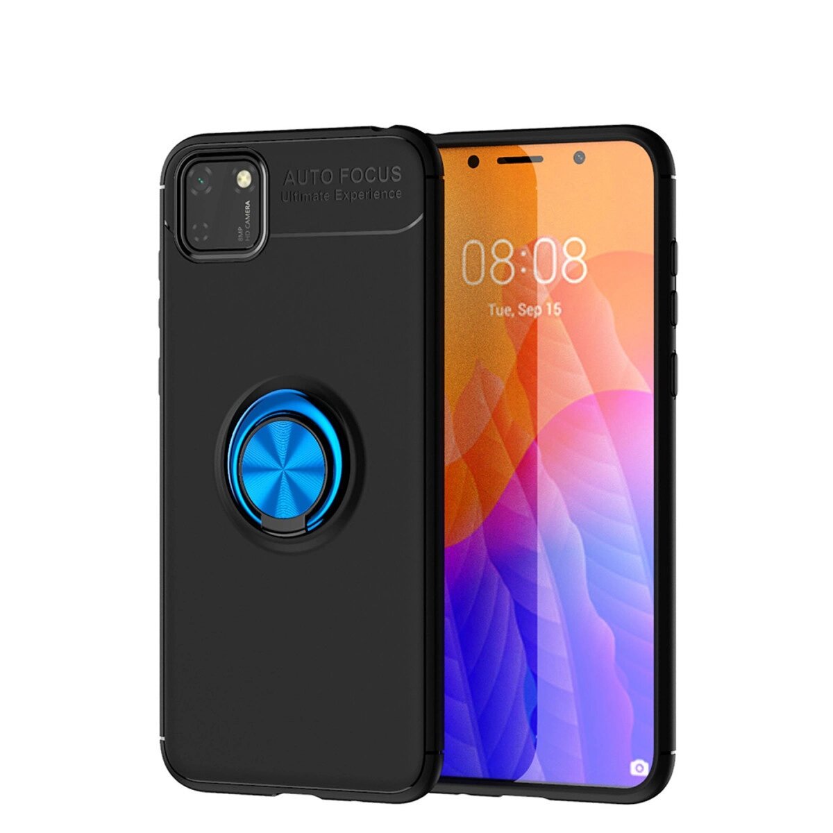 Huawei Y5p Kılıf Range Yüzüklü Silikon - Siyah-mavi Huawei Y5p Kılıf Range Yüzüklü Silikon - Siyah-mavi
