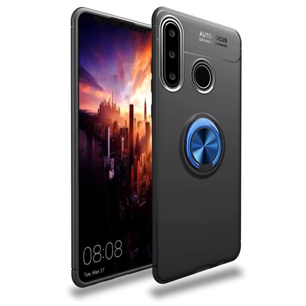 Huawei Y6p Kılıf Range Yüzüklü Silikon - Siyah-mavi Huawei Y6p Kılıf Range Yüzüklü Silikon - Siyah-mavi
