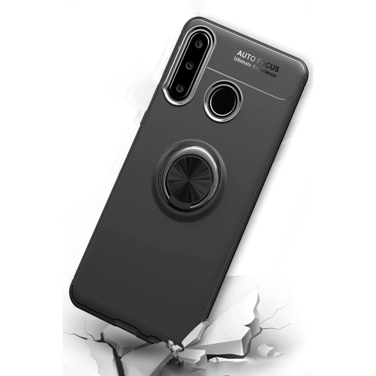 Huawei Y6p Kılıf Range Yüzüklü Silikon - Siyah-mavi Huawei Y6p Kılıf Range Yüzüklü Silikon - Siyah-mavi