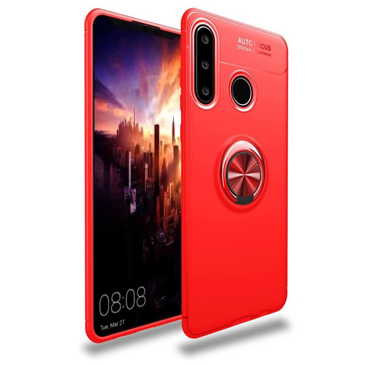 Huawei Y6p Kılıf Range Yüzüklü Silikon - Kırmızı Huawei Y6p Kılıf Range Yüzüklü Silikon - Kırmızı