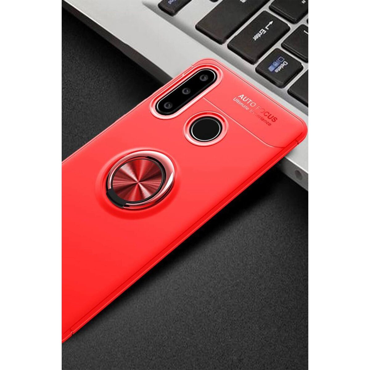 Huawei Y6p Kılıf Range Yüzüklü Silikon - Kırmızı Huawei Y6p Kılıf Range Yüzüklü Silikon - Kırmızı