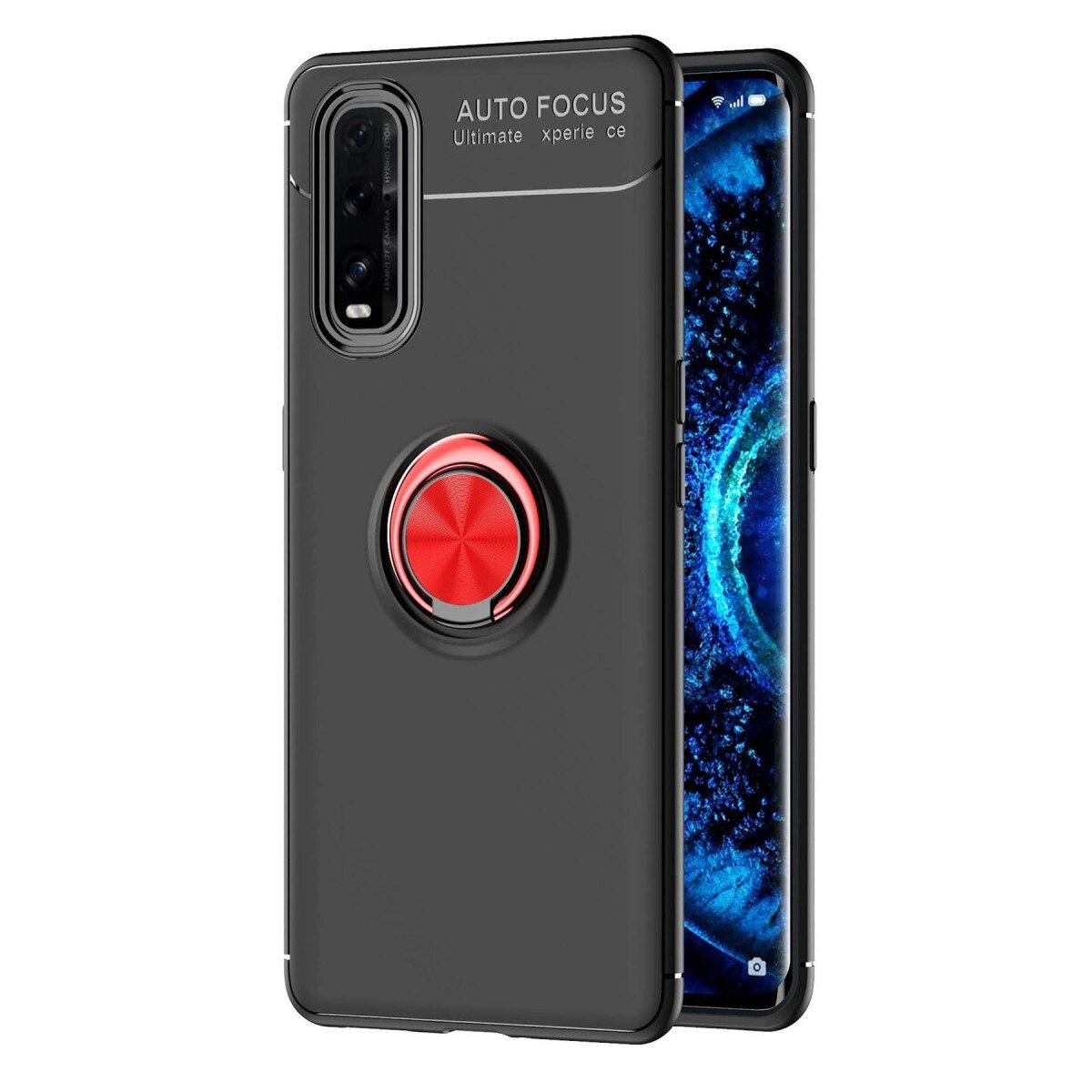 Oppo Find X2 Kılıf Range Yüzüklü Silikon - Siyah-kırmızı Oppo Find X2 Kılıf Range Yüzüklü Silikon - Siyah-kırmızı