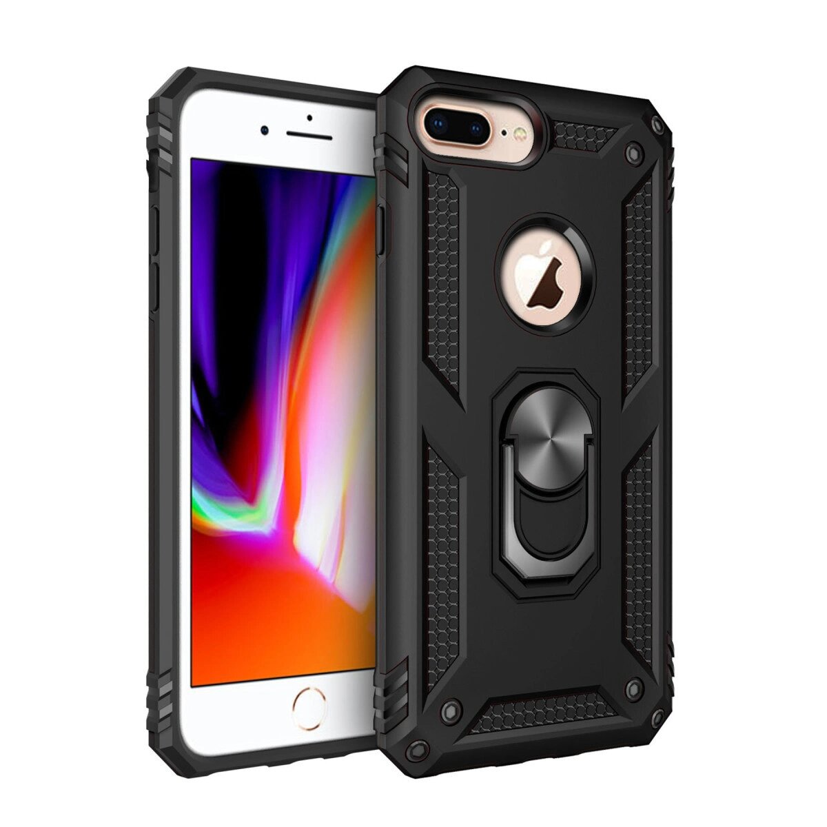 Apple İphone 7 Plus Kılıf Sofya Yüzüklü Silikon Kapak - Siyah Apple İphone 7 Plus Kılıf Sofya Yüzüklü Silikon Kapak - Siyah