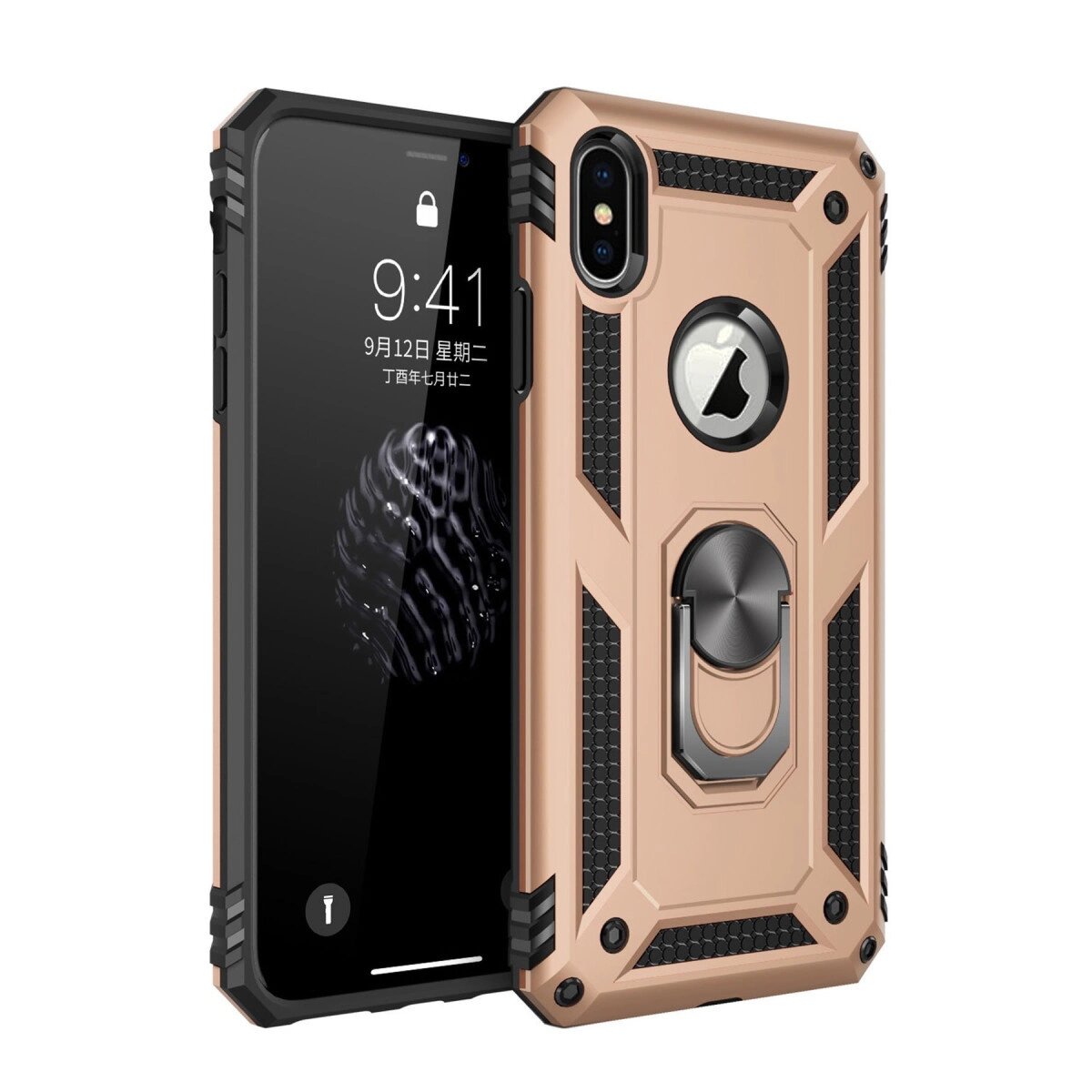 Apple İphone X Kılıf Sofya Yüzüklü Silikon Kapak - Gold