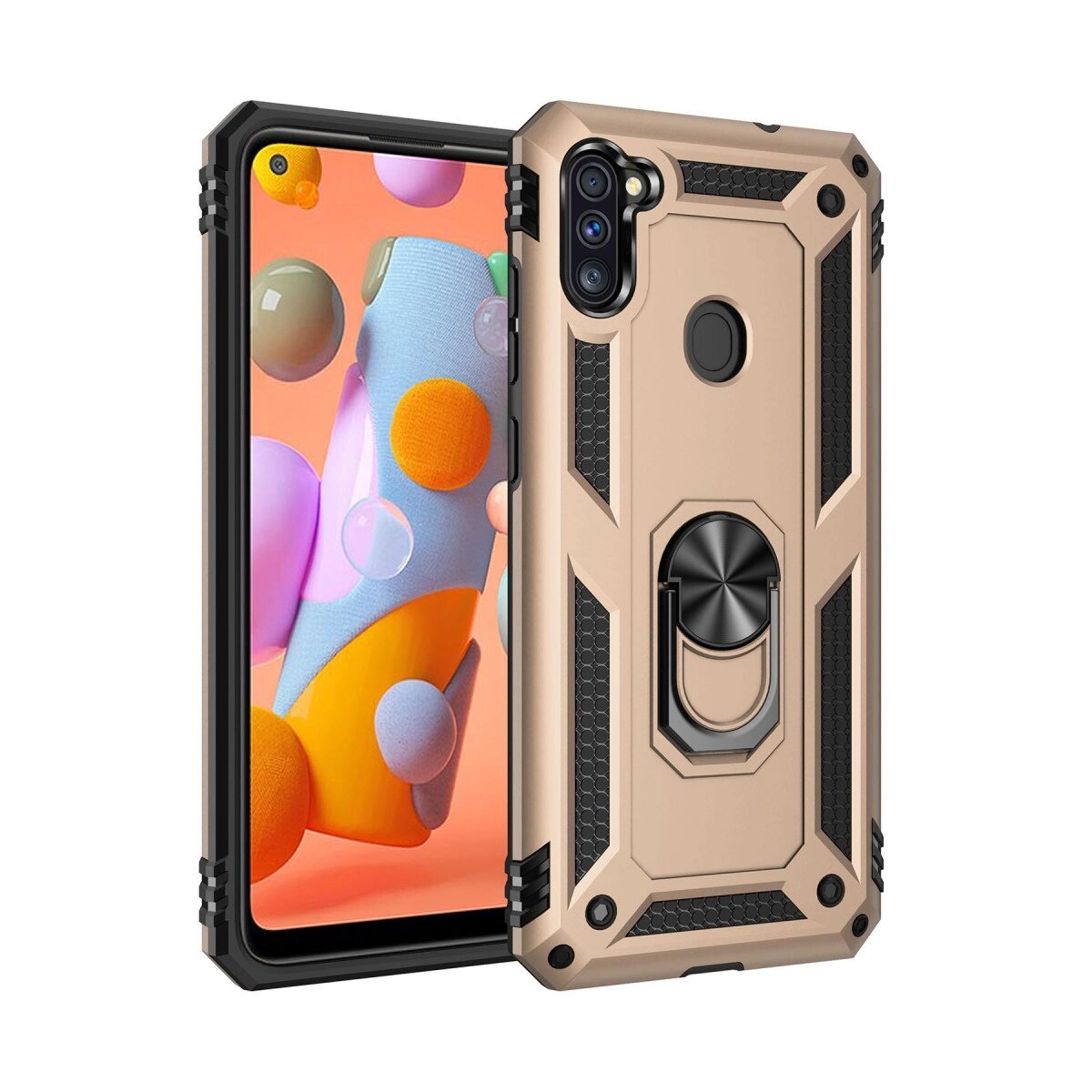 Samsung Galaxy A11 Kılıf Sofya Yüzüklü Silikon Kapak - Gold Samsung Galaxy A11 Kılıf Sofya Yüzüklü Silikon Kapak - Gold