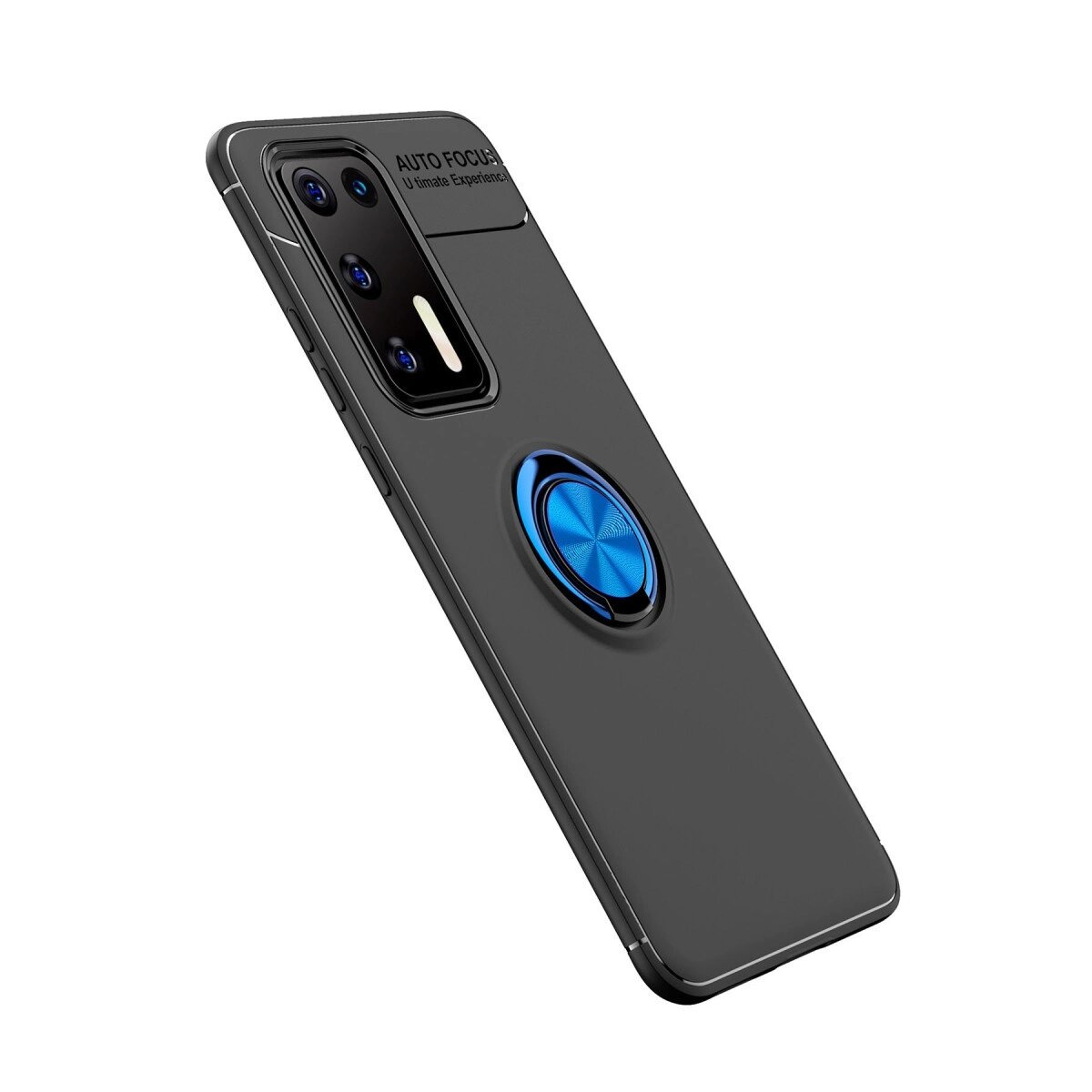 Huawei P40 Kılıf Range Yüzüklü Silikon - Siyah-mavi Huawei P40 Kılıf Range Yüzüklü Silikon - Siyah-mavi