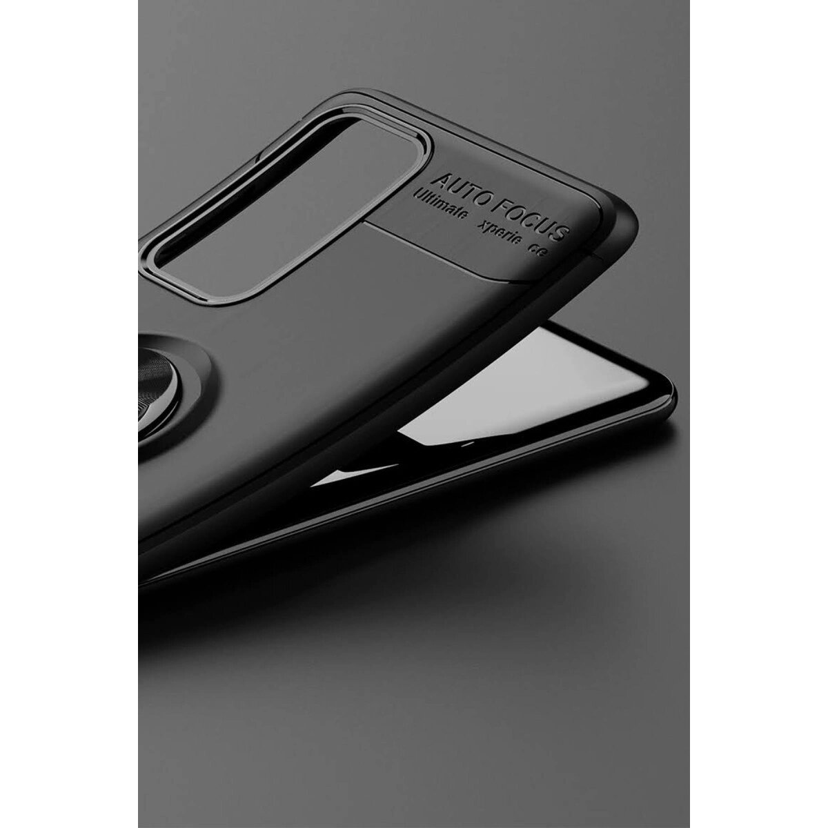 Huawei P40 Kılıf Range Yüzüklü Silikon - Siyah-mavi Huawei P40 Kılıf Range Yüzüklü Silikon - Siyah-mavi