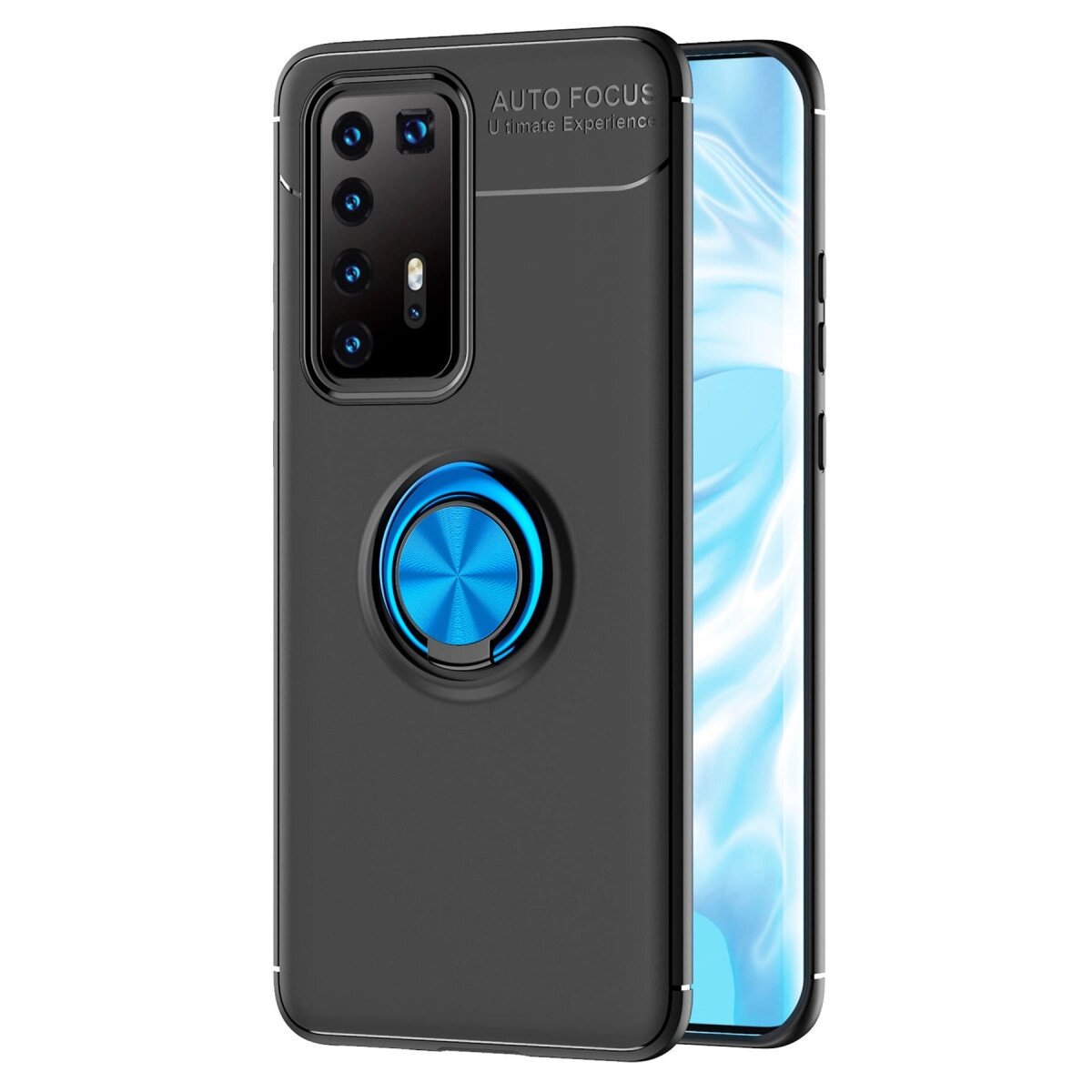 Huawei P40 Pro Kılıf Range Yüzüklü Silikon - Siyah-mavi Huawei P40 Pro Kılıf Range Yüzüklü Silikon - Siyah-mavi