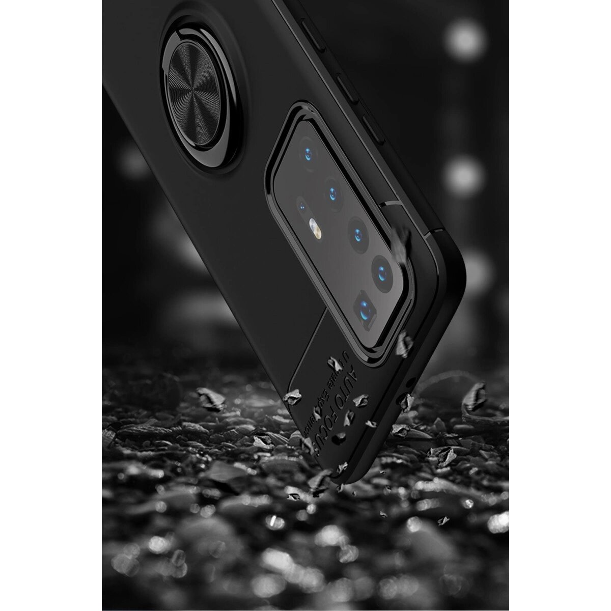 Huawei P40 Pro Kılıf Range Yüzüklü Silikon - Siyah-mavi Huawei P40 Pro Kılıf Range Yüzüklü Silikon - Siyah-mavi