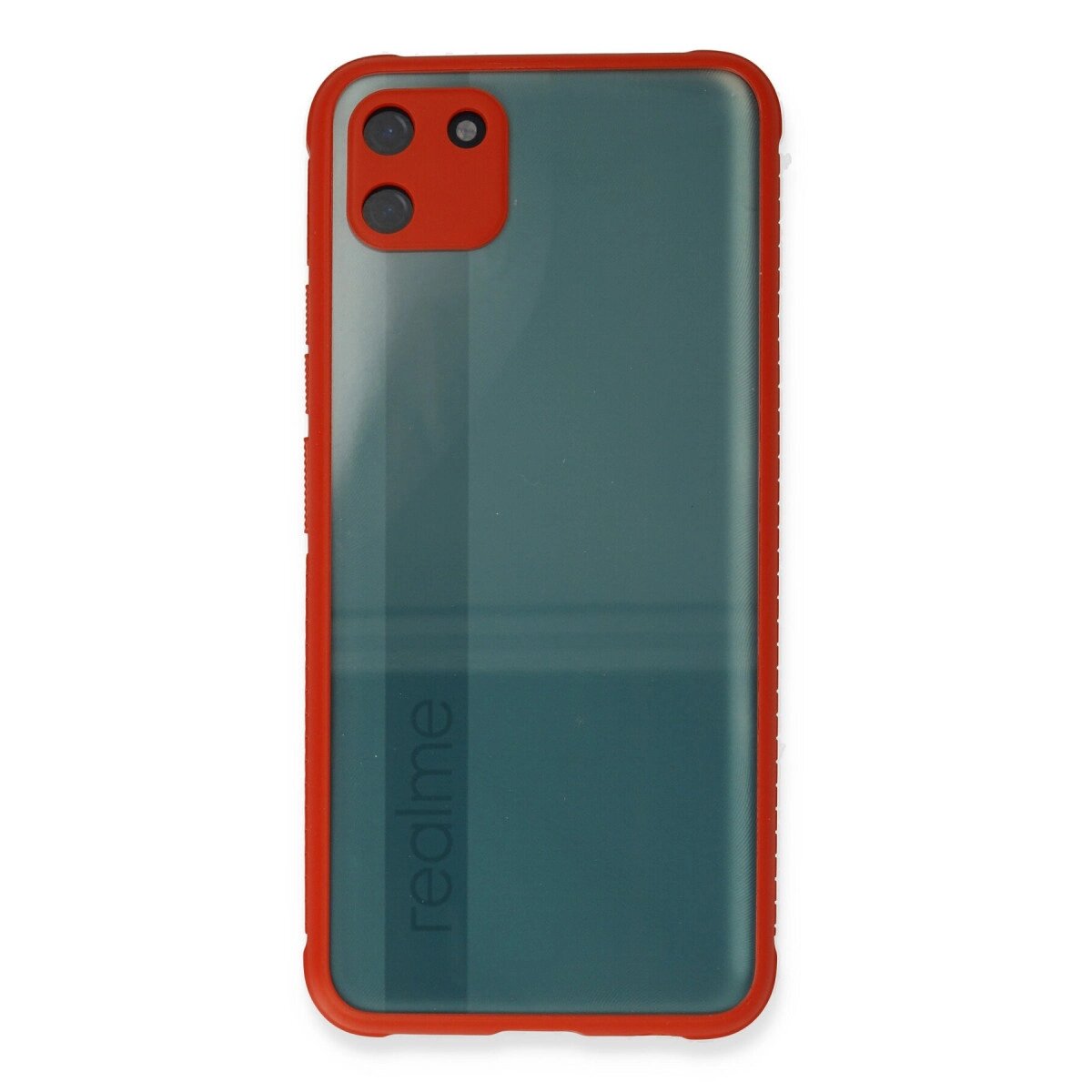 Realme C11 Kılıf Miami Şeffaf Silikon - Kırmızı Realme C11 Kılıf Miami Şeffaf Silikon - Kırmızı