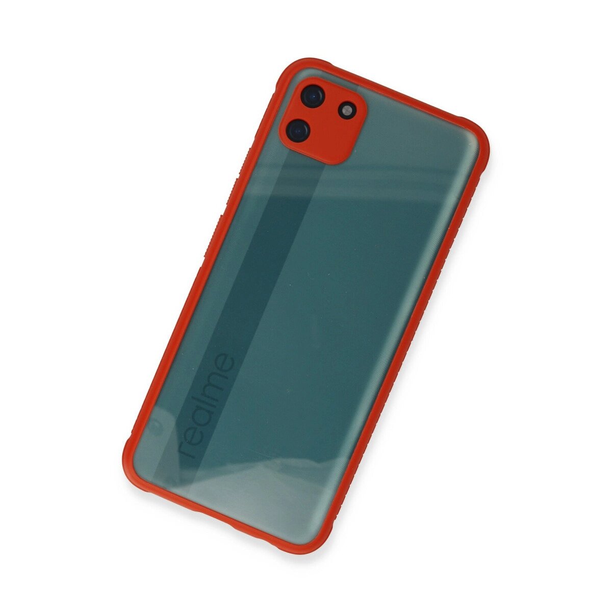 Realme C11 Kılıf Miami Şeffaf Silikon - Kırmızı Realme C11 Kılıf Miami Şeffaf Silikon - Kırmızı