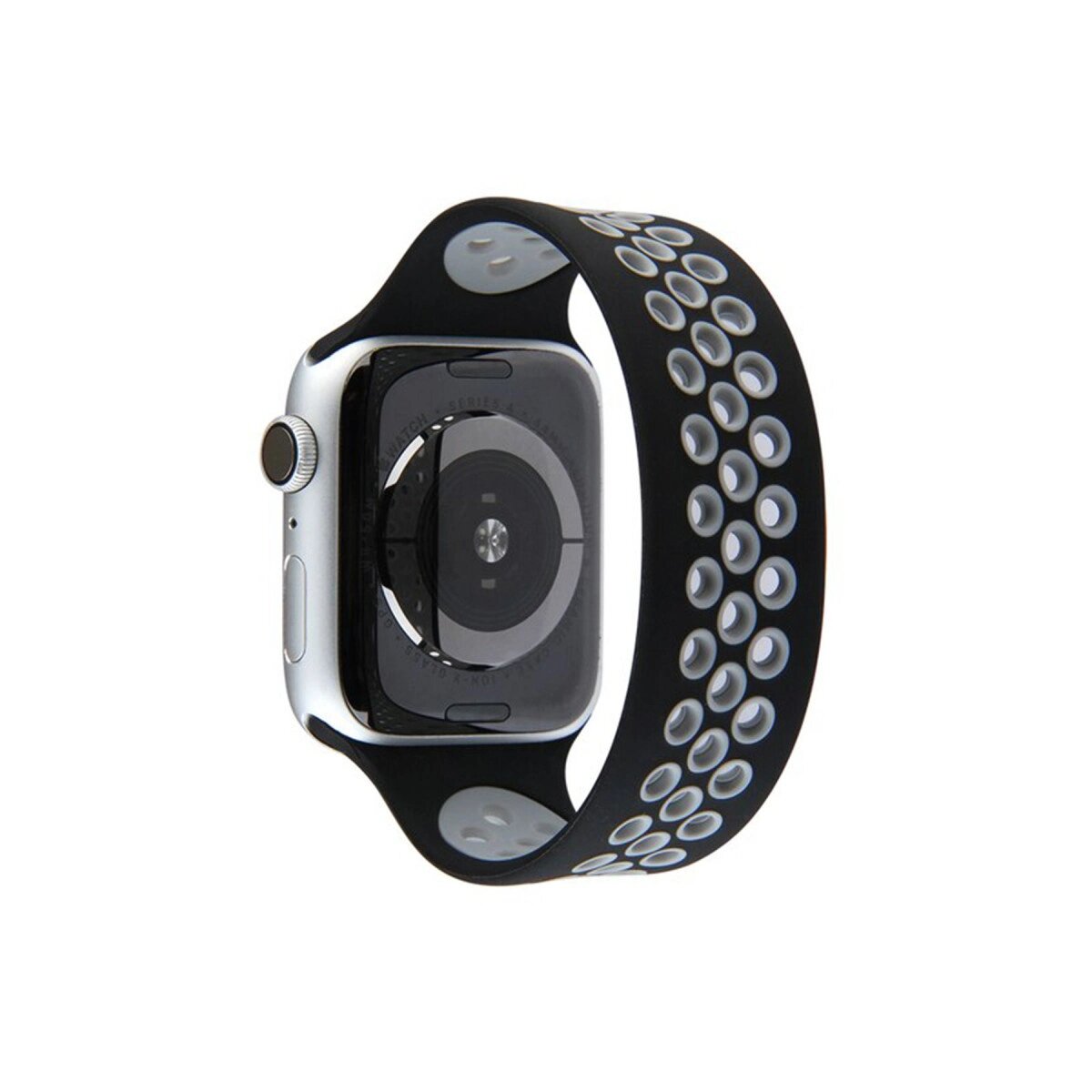Apple Watch 38mm Ayarlı Delikli Silikon Kordon (saat Değildir) - Siyah-gri