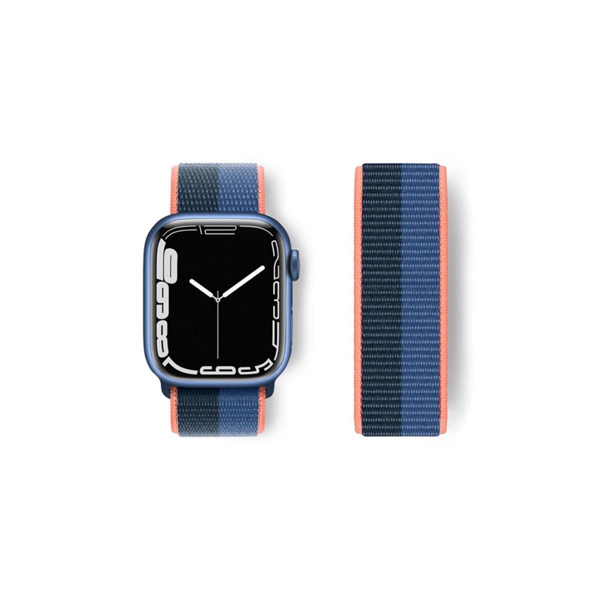 Apple Watch 38mm Hasırlı Cırtcırtlı Kordon (saat Değildir) - Siyah-mavi