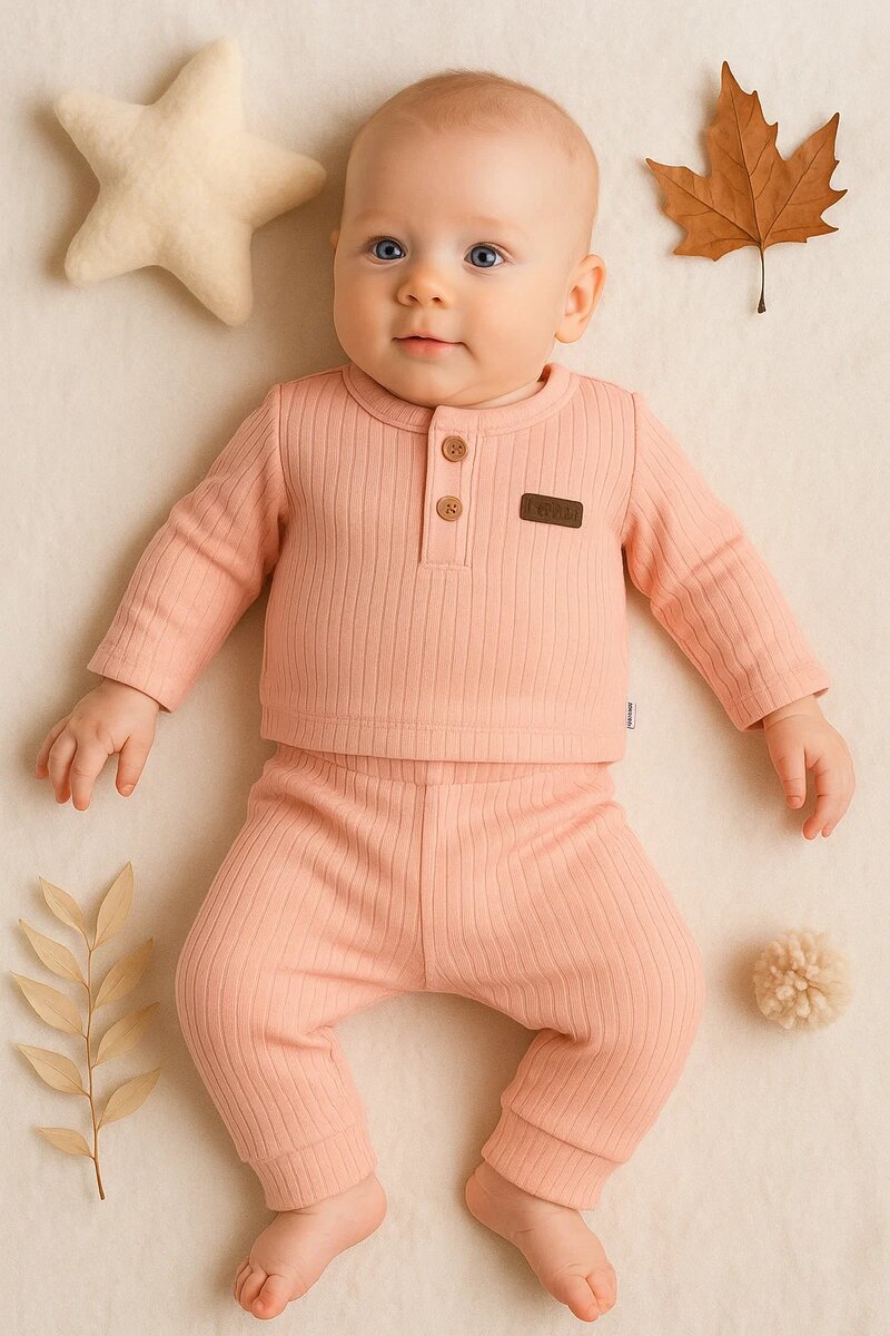 Çizgili Kumaş % 100 Pamuk 2'li Unisex Takım