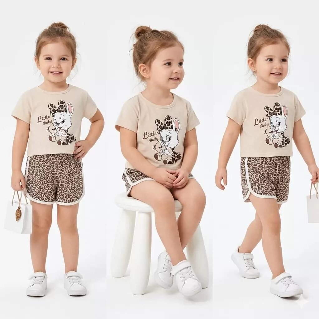 1/4 Yaş Leopar Tşan Baskılı Çuk Takımı (Renkli · 1 Yaş)