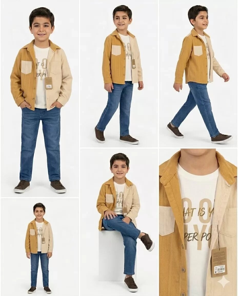 6-11 Yaş Keten Gömlekli 3 Parça Çocuk Takımı