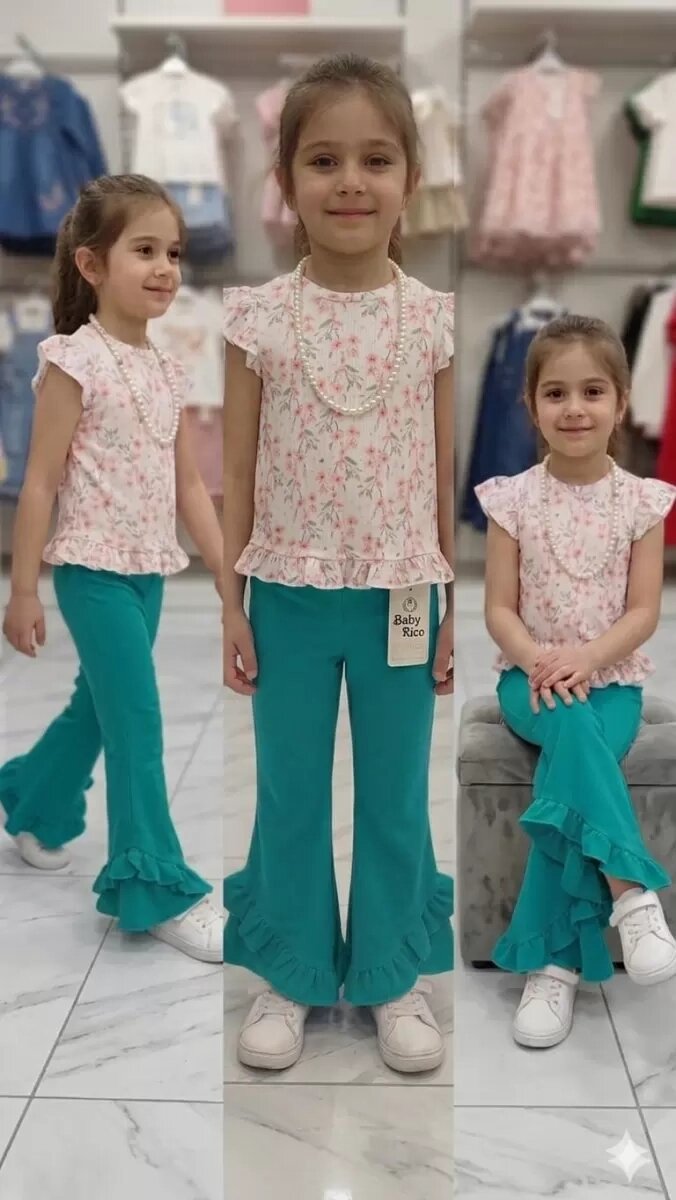 6-7-8 Yaş Kolyeli Full Likra Çocuk Takımı