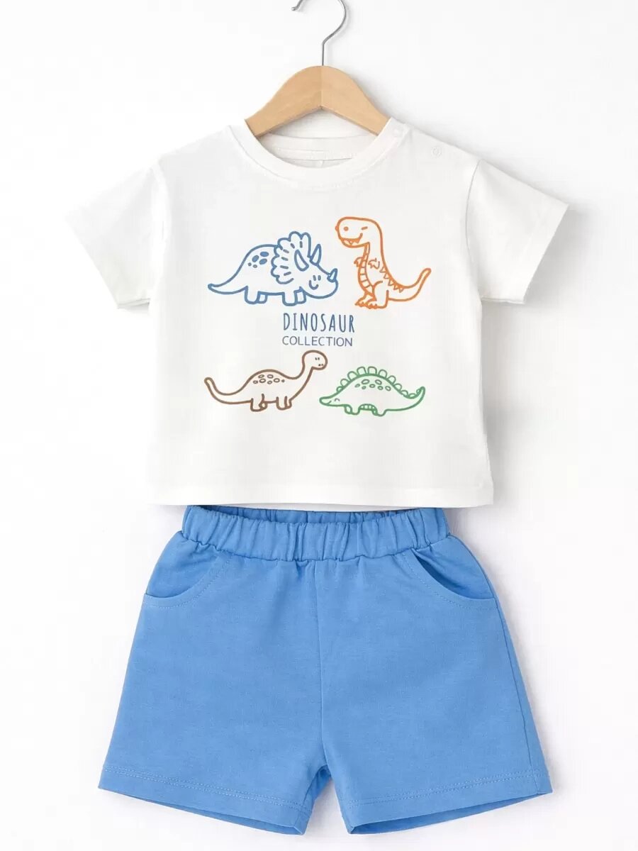 6/24 Ay Dino Baskılı Basic Bebek Takımı