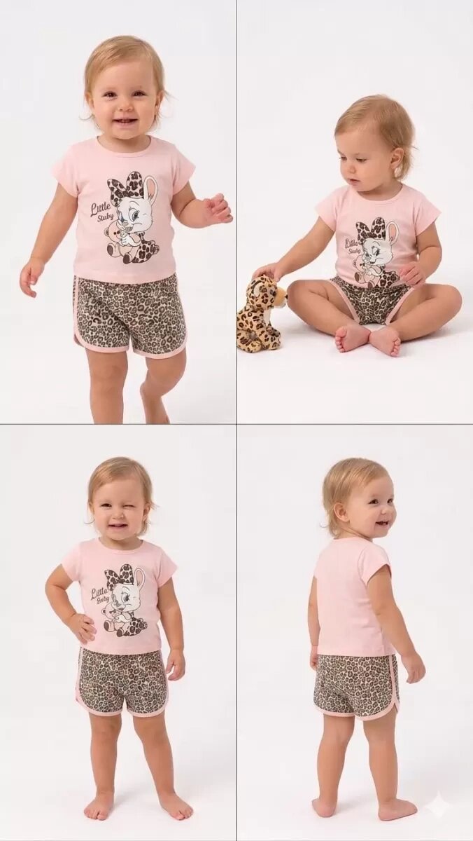 1/4 Yaş Leopar Tşan Baskılı Çuk Takımı (Renkli · 1 Yaş)