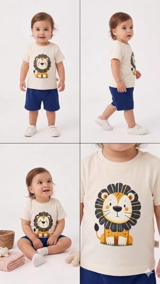 6/24 Ay Keten Şortlu Basic Bebek Takımı