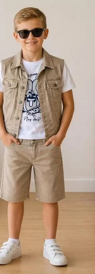 5/12 Yaş Kot(denim) Kumaş Tişörtlü Çocuk Takımı