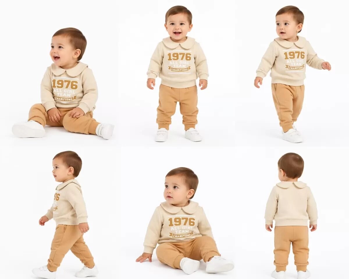 6/24 Ay Bebe Yakalı Penye Bebek Takımı