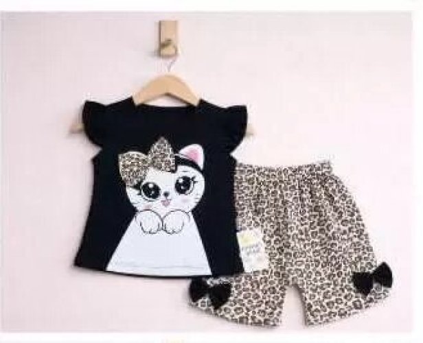 9/24 Ay Leopar Kedi Baskılı Bebek Takımı