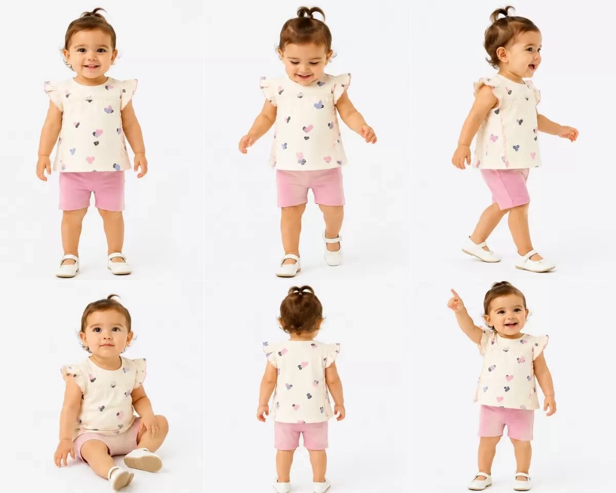 1/3 Yaş Piti Kalp Baskılı Çuk Takımı (Renkli · 2 Yaş)