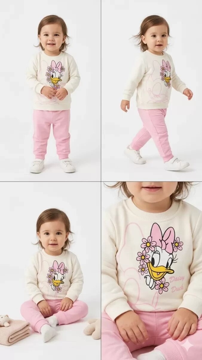 6/24 Ay Ördek Baskılı Basic Bebek Takımı