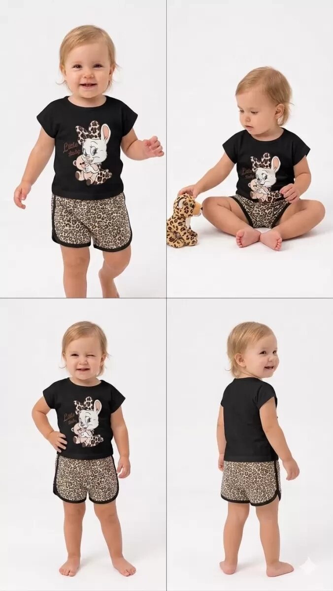 1/4 Yaş Leopar Tşan Baskılı Çuk Takımı (Renkli · 4 Yaş)