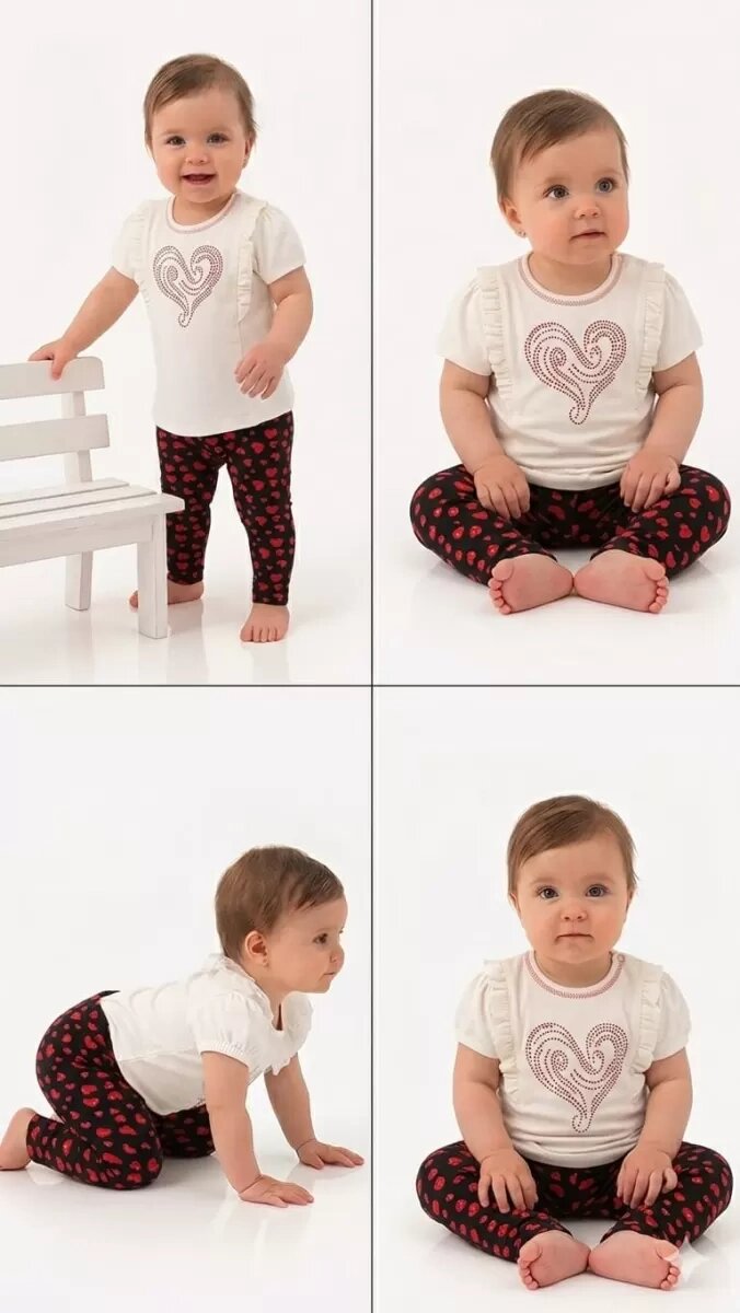 3/12 Ay Çiçek Taytlı Pamuk Bebek Takımı