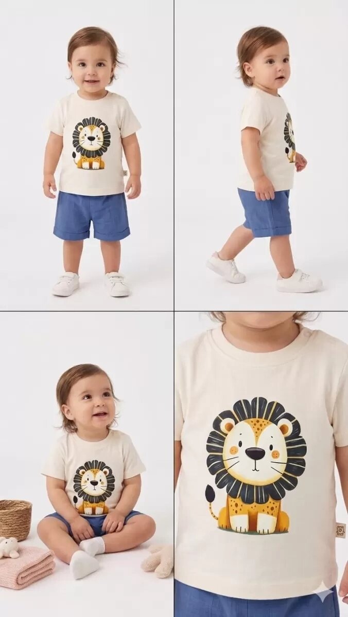 6/24 Ay Keten Şortlu Basic Bebek Takımı