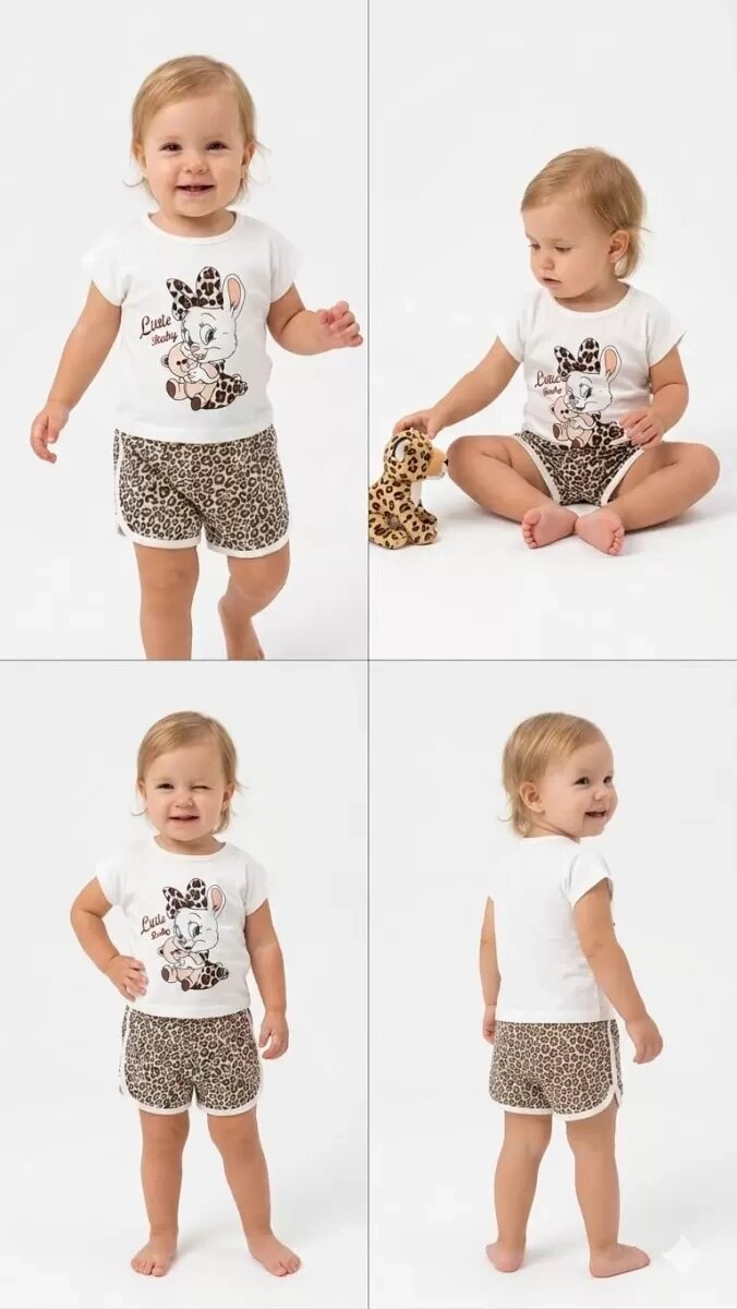 1/4 Yaş Leopar Tşan Baskılı Çuk Takımı (Renkli · 1 Yaş)