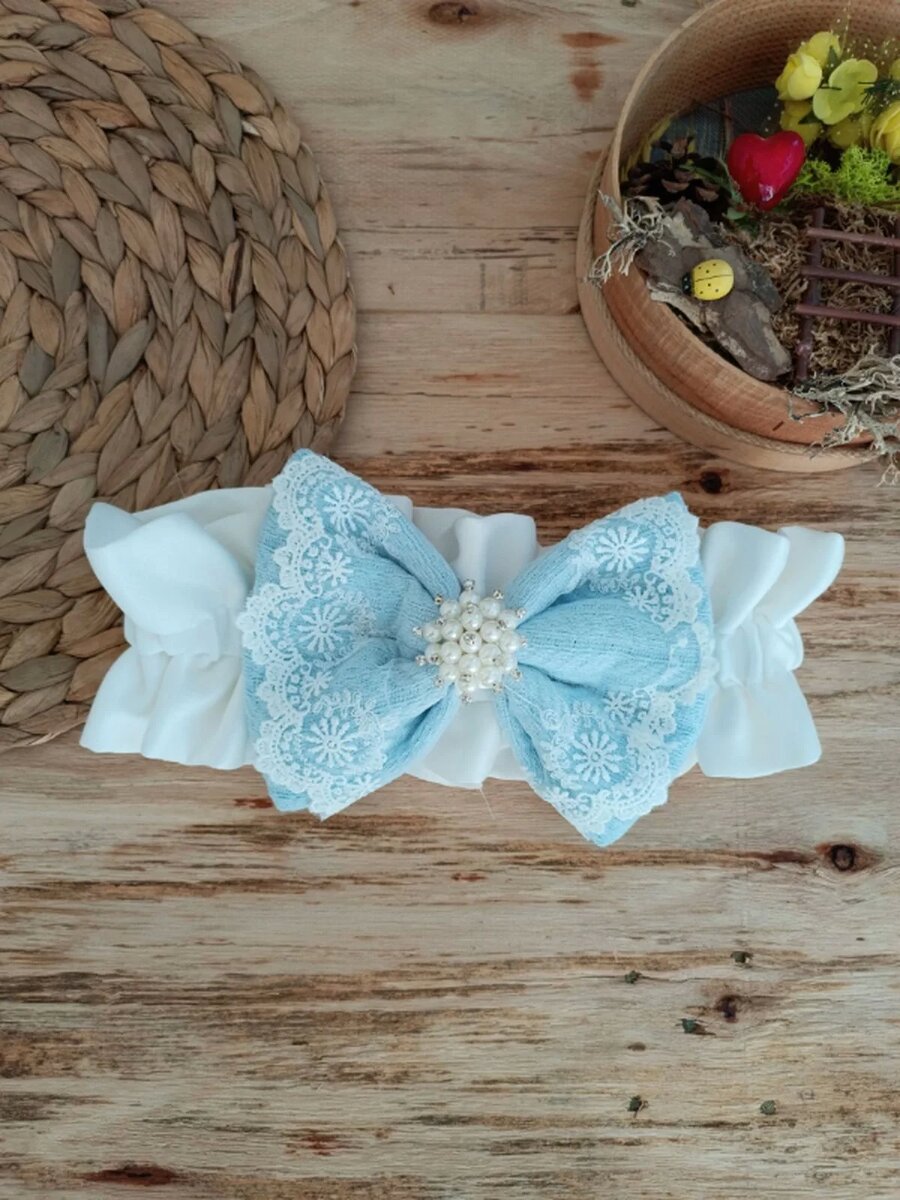 Yenidoğan Teri Cotton Taç Nakışlı Prizma Taş Kundak Bebek Battaniyesi Mavi
