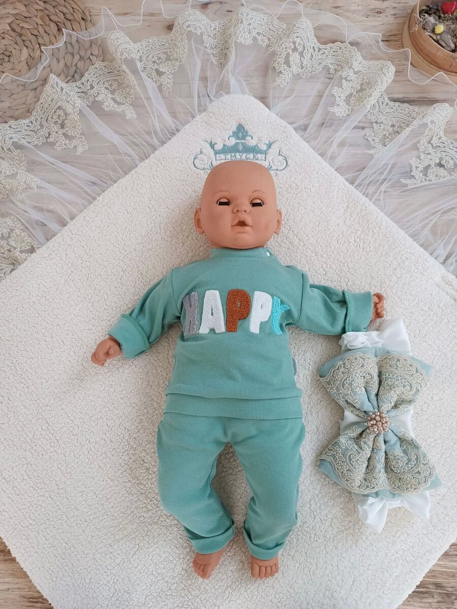 Yenidoğan Kuzulu Taç Nakış Güpürlü Fiyonklu Duvaklı Prizma Taş Unisex Kundak Bebek Battaniyesi Su Yeşili Yenidoğan Kuzulu Taç Nakış Güpürlü Fiyonklu Duvaklı Prizma Taş Unisex Kundak Bebek Battaniyesi Su Yeşili