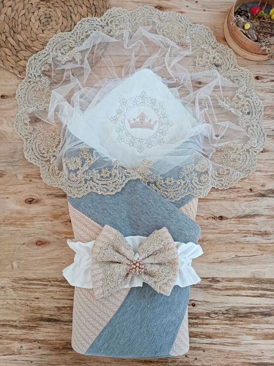 Yenidoğan Teri Cotton Taç Nakışlı Prizma Taş Kundak Bebek Battaniyesi Bej Yenidoğan Teri Cotton Taç Nakışlı Prizma Taş Kundak Bebek Battaniyesi Bej