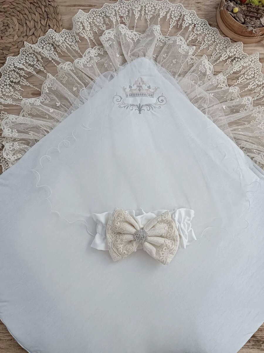 Yenidoğan Teri Cotton Taç Nakışlı Prizma Taş Kundak Bebek Battaniyesi Krem Yenidoğan Teri Cotton Taç Nakışlı Prizma Taş Kundak Bebek Battaniyesi Krem