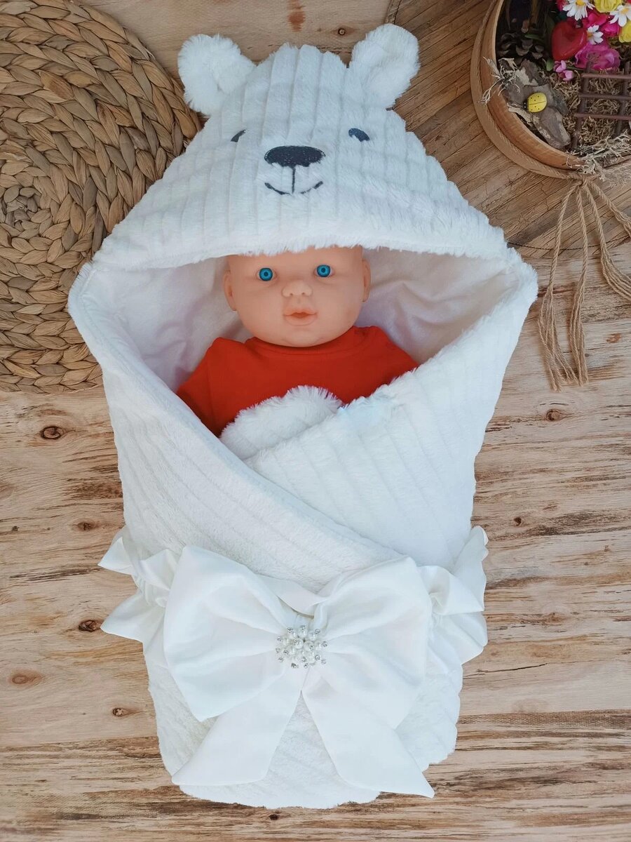 Yenidoğan Beyaz Wool Yün Kumaş Ayıcık Kulaklı Kundak Bebek Battaniyesi Beyaz Yenidoğan Beyaz Wool Yün Kumaş Ayıcık Kulaklı Kundak Bebek Battaniyesi Beyaz