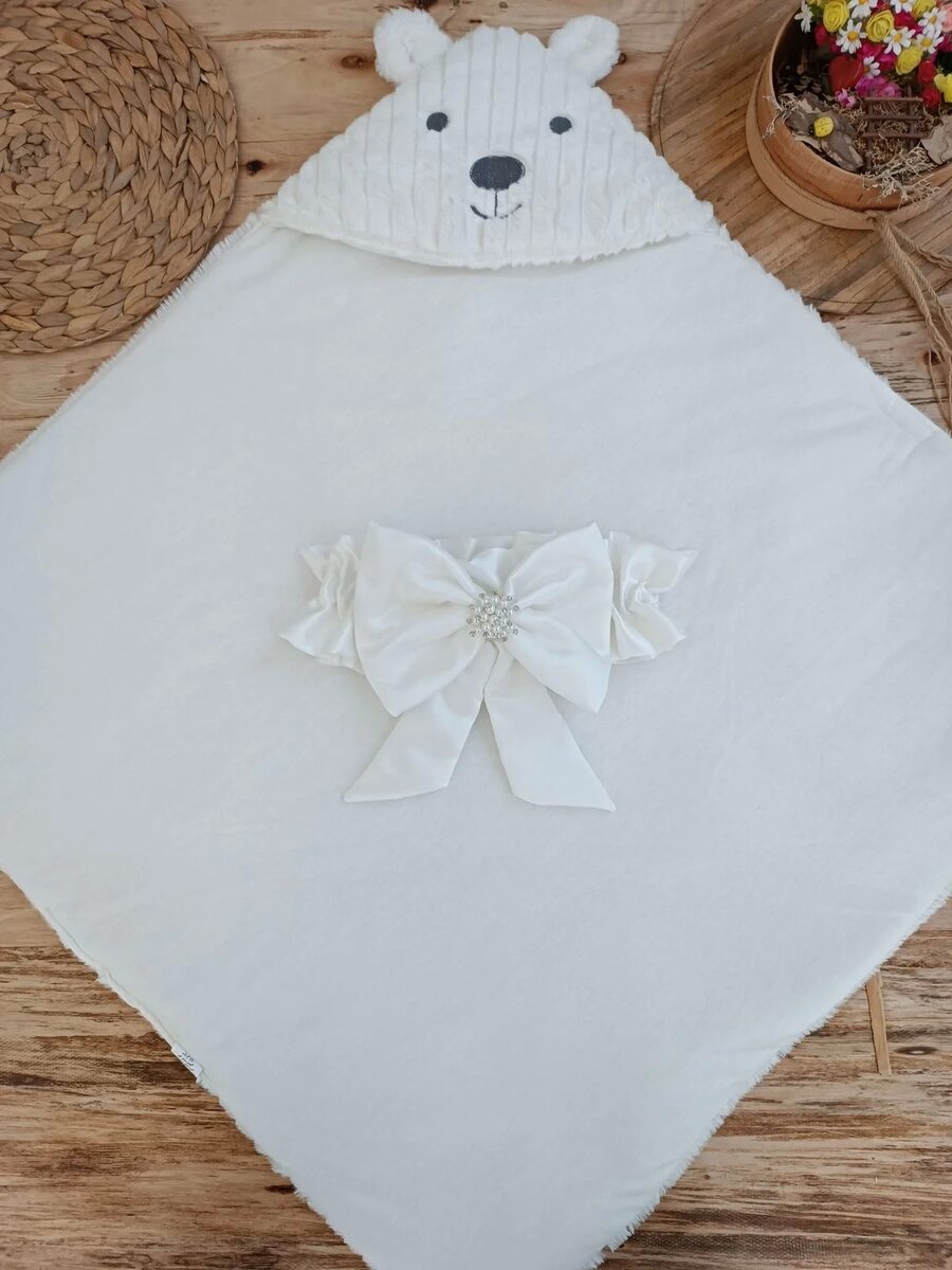 Yenidoğan Beyaz Wool Yün Kumaş Ayıcık Kulaklı Kundak Bebek Battaniyesi Beyaz Yenidoğan Beyaz Wool Yün Kumaş Ayıcık Kulaklı Kundak Bebek Battaniyesi Beyaz