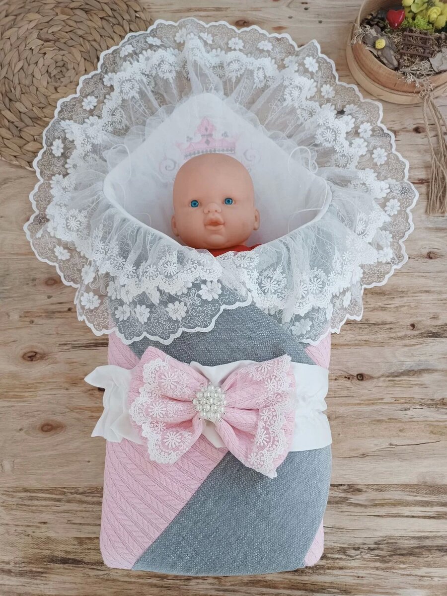 Yenidoğan Teri Cotton Taç Nakışlı Prizma Taş Kundak Bebek Battaniyesi Pembe Yenidoğan Teri Cotton Taç Nakışlı Prizma Taş Kundak Bebek Battaniyesi Pembe