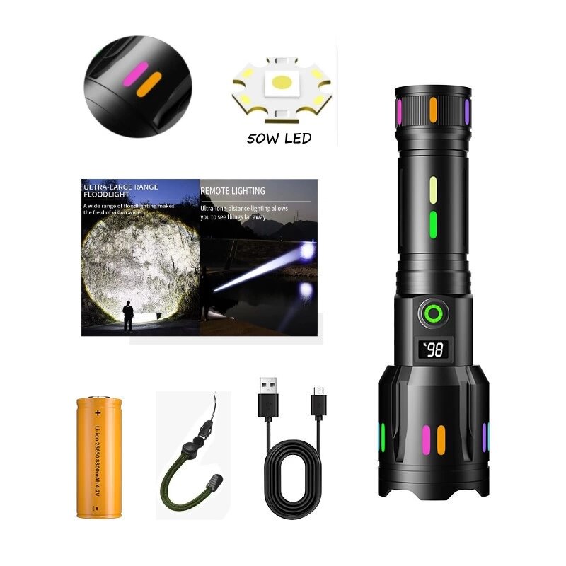 Ps-9885 Profesyonel Zoomlu 50w Şarjlı Powerbank cı Polis El Feneri